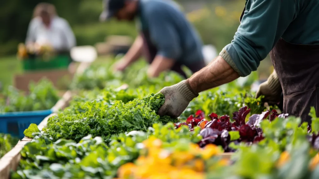Indigenous farmer growing lettuce in a garden